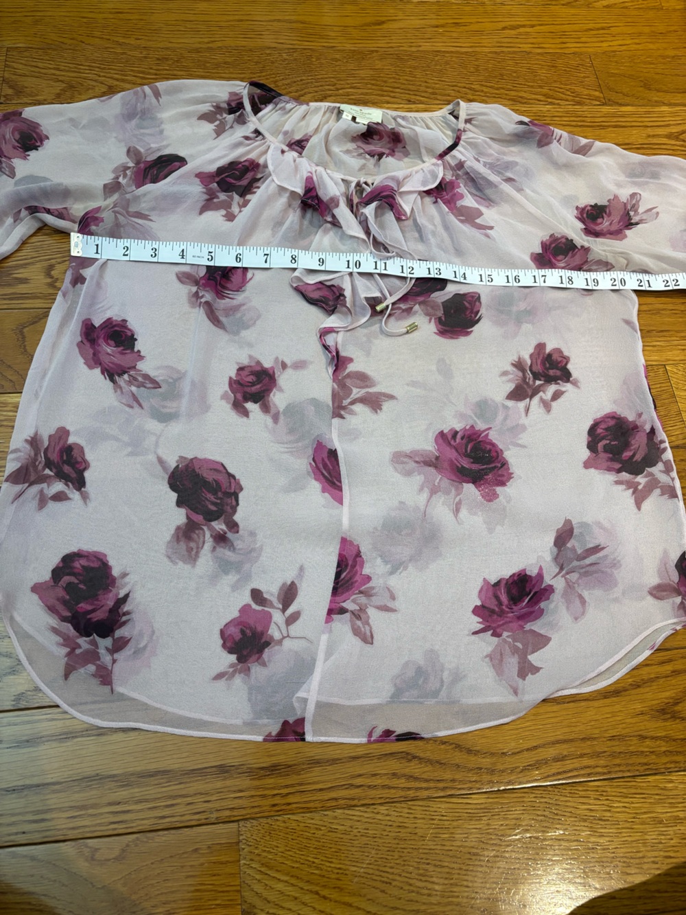 Kate Spade Encore Rose Print Ruffle Blouse - Picture 7 of 10